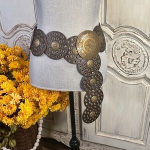 Vintage Antique Gold and Brown Decorative Medallion  Belt